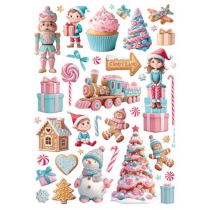A-4 Rizspapír - Candy Christmas elements