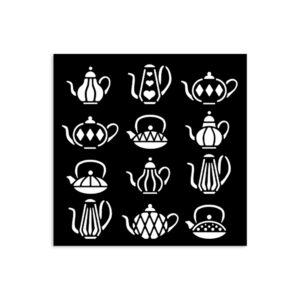 12x12cm Stencil - Alice in Christmas-tea pots